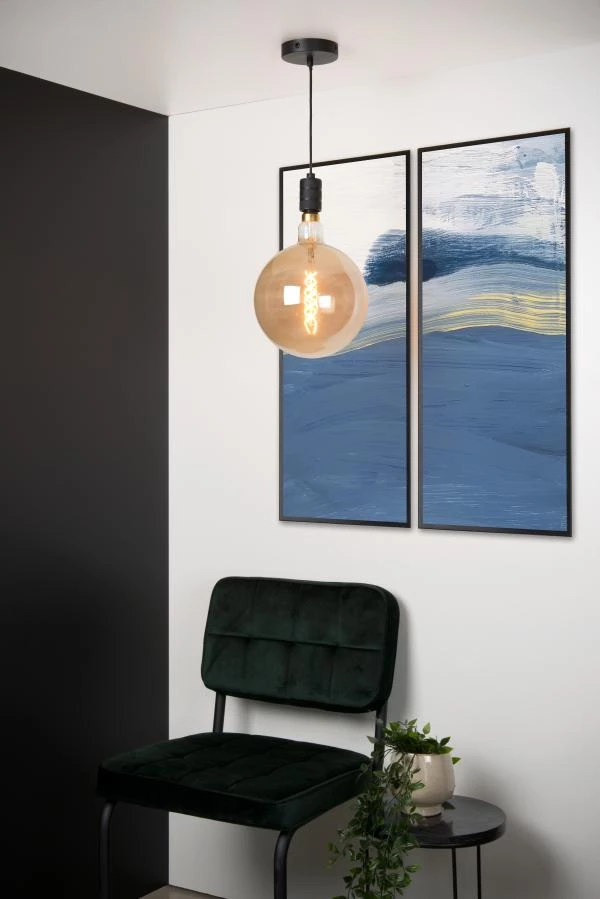 Lucide JOVA - Pendant light - Ø 10 cm - 1xE27 - Black - atmosphere 1